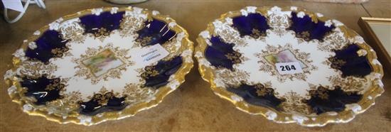 Pair of Coalport dishes, painted with loch scenes